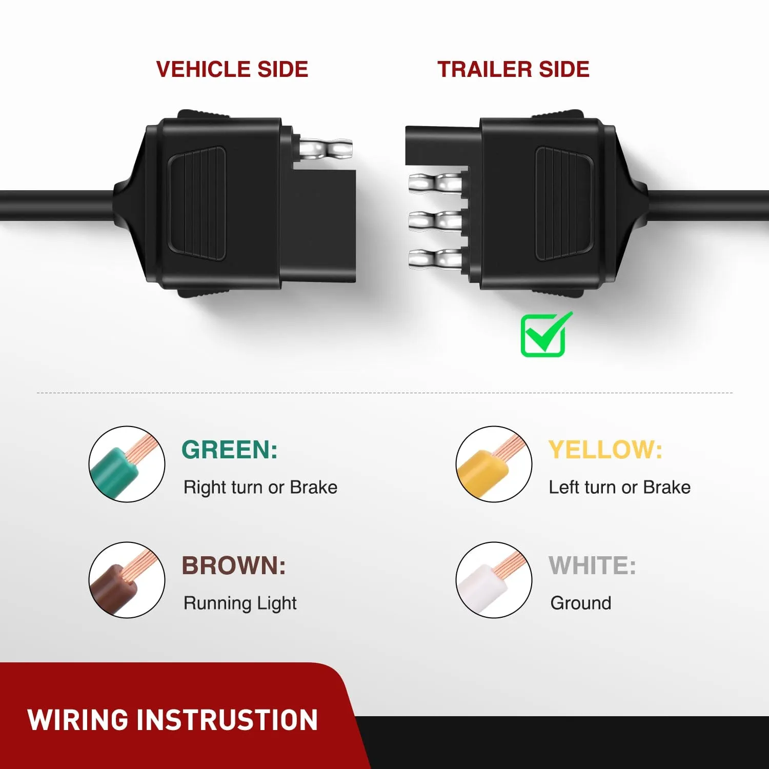 10ft 18AWG 4 Pin Jacketed Cable Trailer Wire