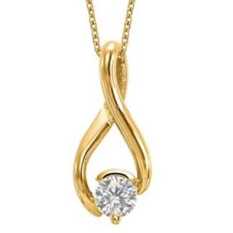14k Yellow Gold 5.00mm Round Moissanite Chain Slide Infinity Pendant 18" Necklace