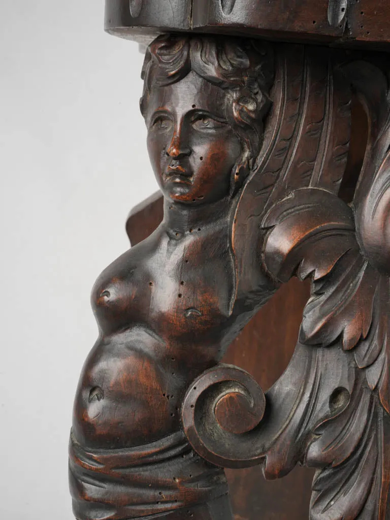 19th-century Italian Carved Walnut Sgabello Hallway Chair