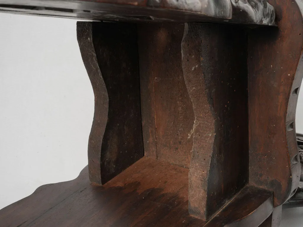 19th-century Italian Carved Walnut Sgabello Hallway Chair