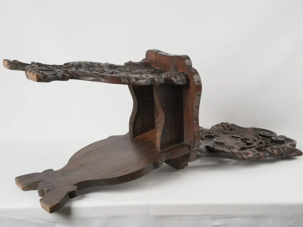 19th-century Italian Carved Walnut Sgabello Hallway Chair