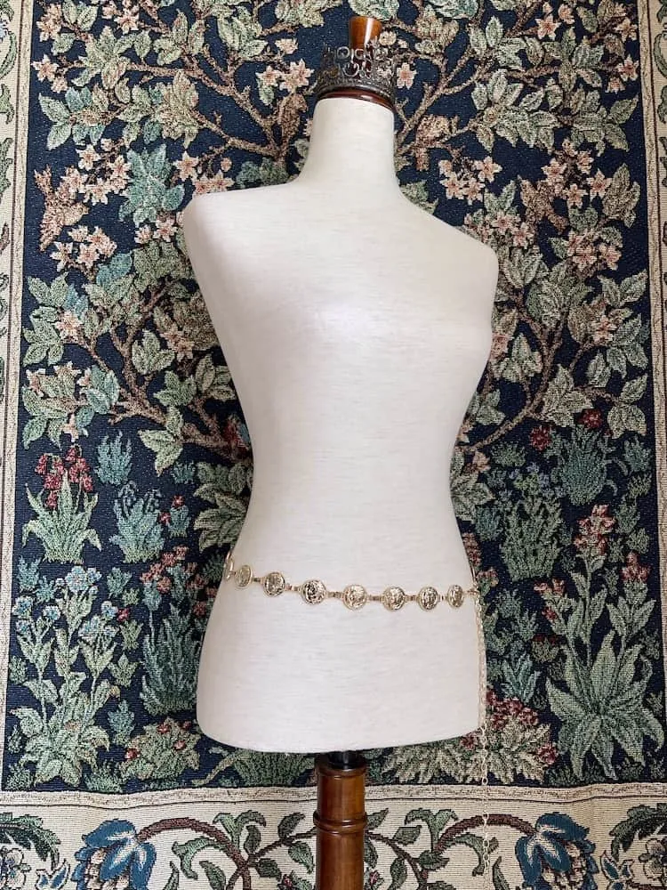 Historically Inspired Renaissance and Medieval Classical Cameo Coin Belt in Gold