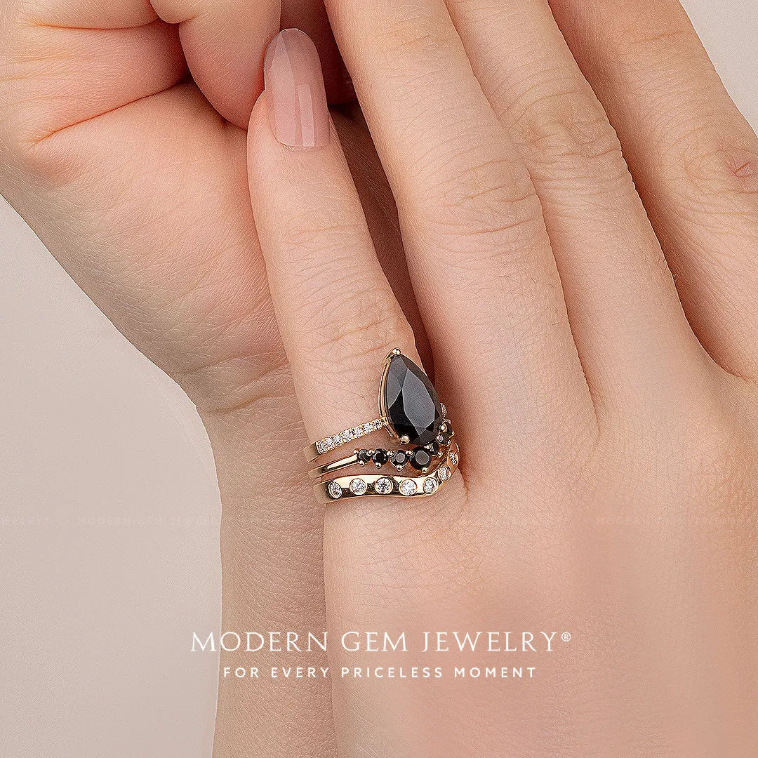 Kayla | Black Natural Diamond with Wedding Band
