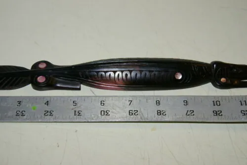 South Pacific Rare Ebony Art Mother Pearl Salty Crocodile gator Hand Carved 46