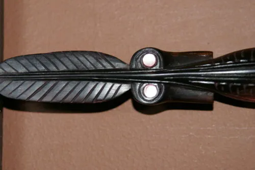 South Pacific Rare Ebony Art Mother Pearl Salty Crocodile gator Hand Carved 46